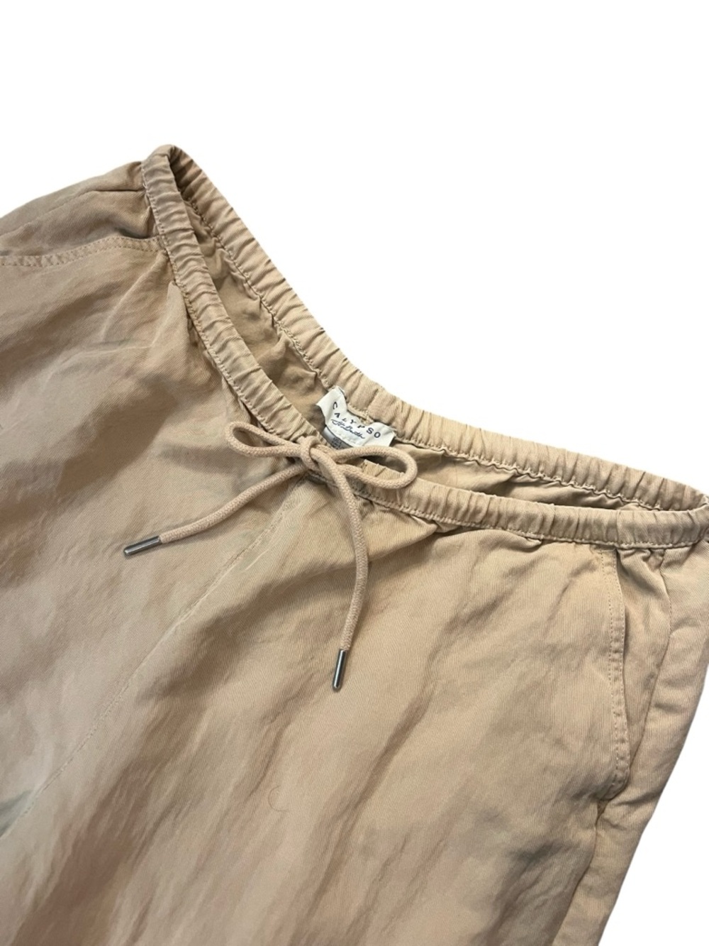 Calypso St. Barth Wide-Leg Drawstring Pants in Soft Cream - Picture 5 of 7